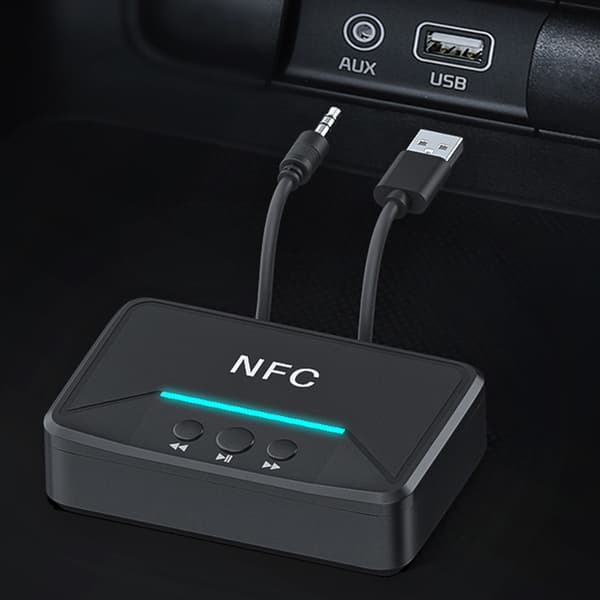 Bluetooth 5.0 USB Audio Receiver Trådløs NFC til Højttaler Plug and Play Sort