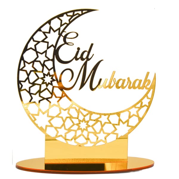 Ramadan Dekoration Eid Mubarak Motiv Akryl Spegelprydnad Guldfärg E