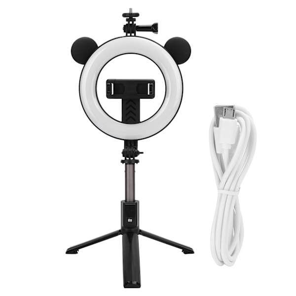 Bluetooth Selfie Stick med Ring Light Vikbart Stativ Trådlöst Skrivbordsfäste
