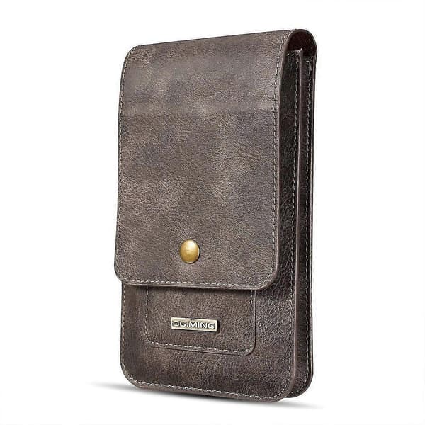 DG.MING Universal Cowskin Leather Protective Case Waist Bag Grey