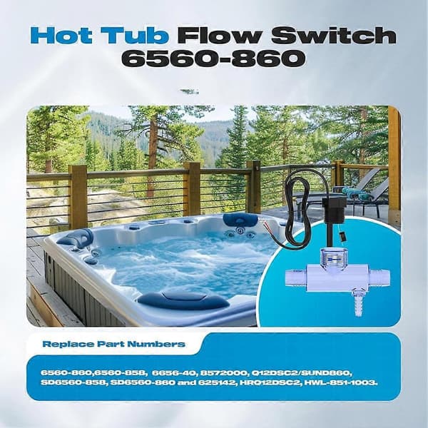 Flow Switch for Sundance & Jacuzzi Spa Hot Tub, Replacement for 6560-860, with Transparent Tee and 2-Pin Connector