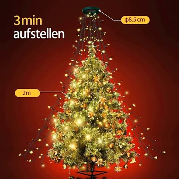 LED Julgransbelysning 400 Lampor 16 Slingor 2M med Timer Minne