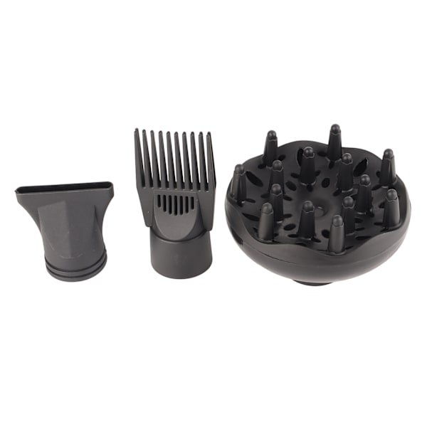 Hårtork Diffuser Munstycke Set 3st Plast Tillbehör Kam för Hårtork