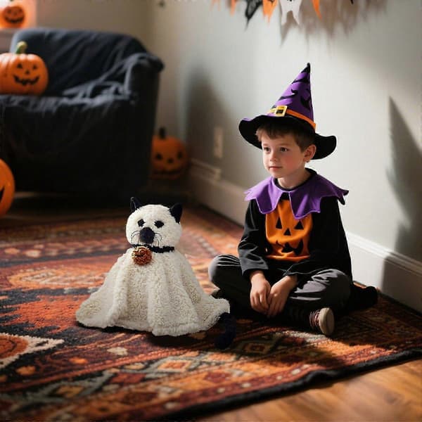 Pottery Barn Cleo Kat Spøgelse Formet Pude Halloween Dekoration Gave