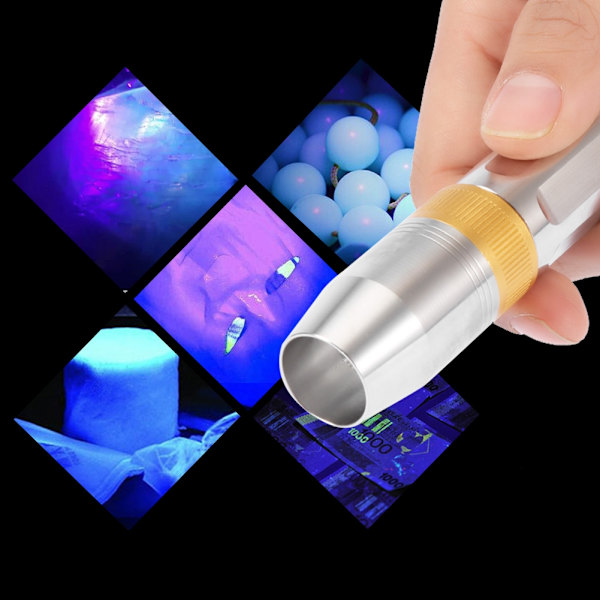 3-Farvet Ultraviolet UV Lommelygte - Håndholdt Hvid & Gul Lys til Jade og Valuta Test