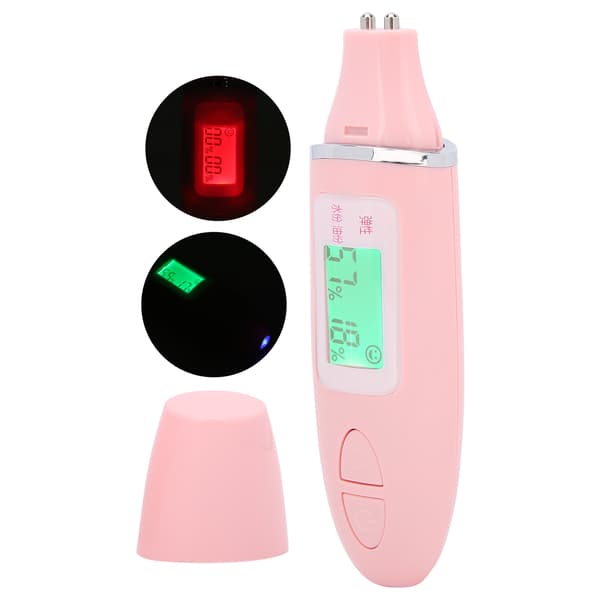 Multifunktionel LCD Hudfugtighedstester Ansigtsvand Olieanalysator Pink