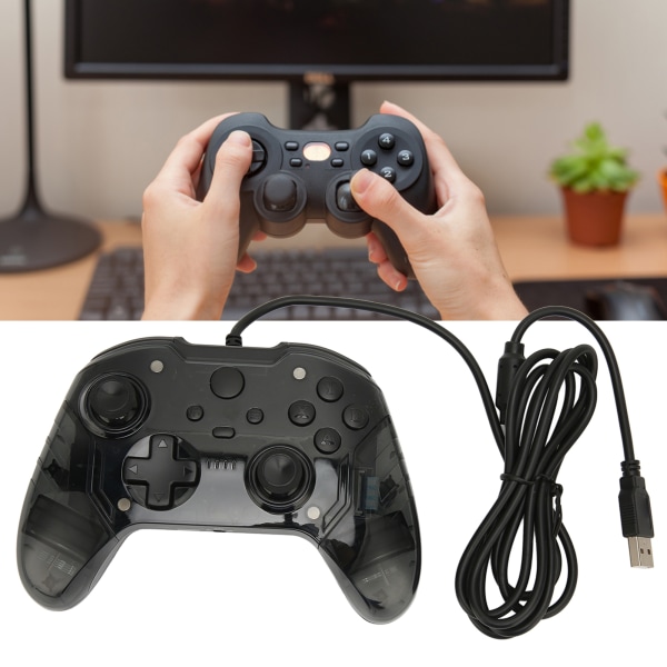 Trådløs Spilkonsol Dobbelt Vibration RGB Transparent Skal Gamepad Joystick til Xbox PC Sort