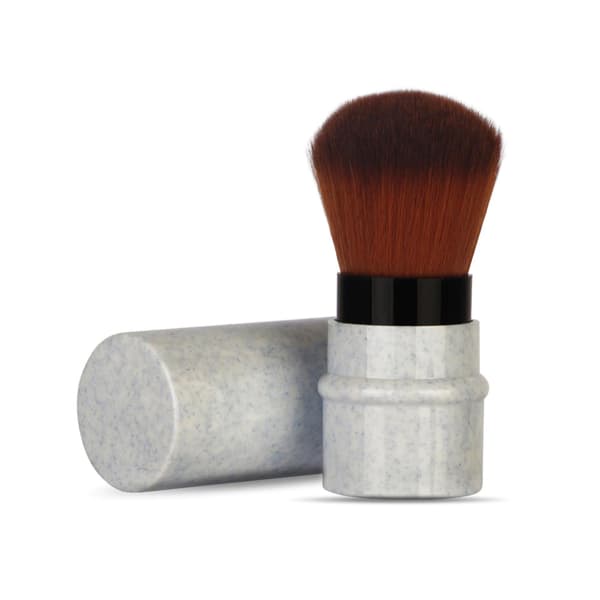 [02]Short Marbling Makeup Foundation Brush Retractable Handle Blush Powder Brush Blue