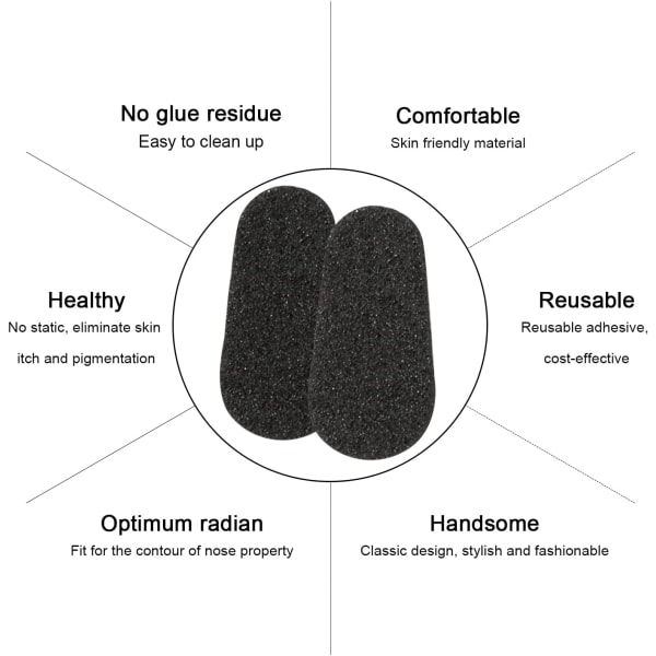 [96 par] Selvklebende neseputer Sklisikre neseputer for briller Solbriller Briller (svarte)
