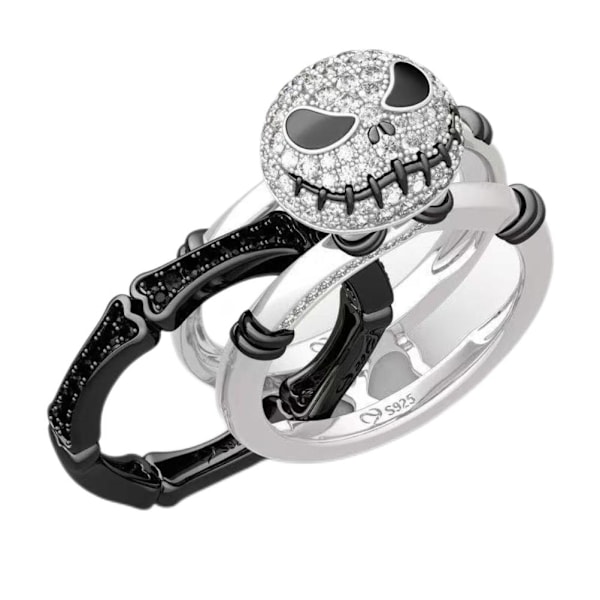 Sort Hvidt Skelet Ring Luksus Smil Legering Mode Ring