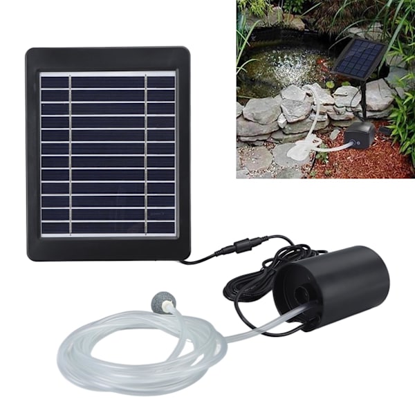 Solcellsdriven Luftpumpssats 6V 4W Solpanel Justerbar Vinkel 3 Arbetslägen Solsyre Luftpump för Akvarium Damm