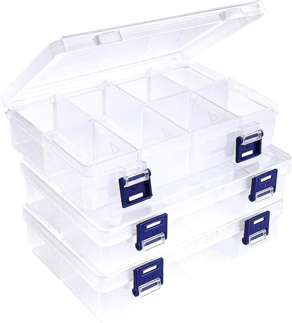 [02]3-pack Plastic Storage Box - 20*13.5*4.5CM - Divided Box Plastic Box Storage for Crafts Jewelry Beads