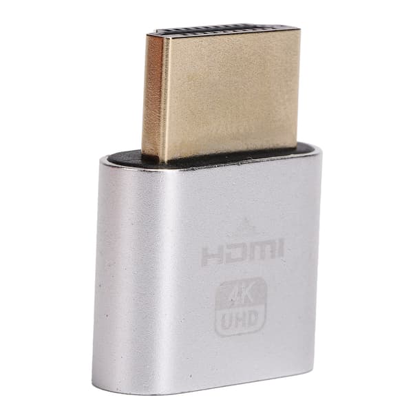 HDMI Dummy Plugg Hot Swappable 4K Skjermemulator Sølv