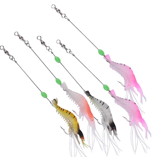 [02]5 Pcs High Simulation Soft Luminous Artificial Shrimp Lure Fishing Tackle with Hook 0.1