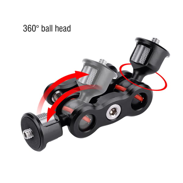 Multifunksjonell dobbel kulehode Hot Shoe Magic Arm Mount Adapter Kameratilbehør