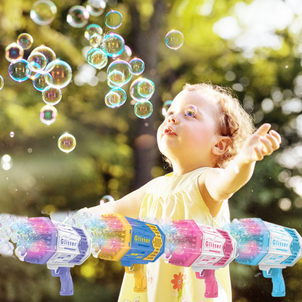 Bobleblåser 79 hull elektrisk bobleskyteleke med LED-lys Automatisk boblemaskinfest favoriserer utendørsleketøy Bursdagsgave til barn- W