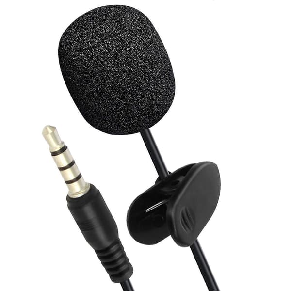 Slipsmikrofon 3,5 mm lydopptak Klipsfeste Kabel 1,5 m - Svart