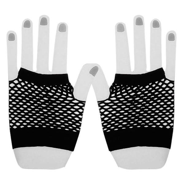 Mesh Kortar Handskar Andningsbara Elastiska Klassiska Fingerlösa Fiskgarn Handskar för Bröllop Fest Cosplay Prestanda Svart