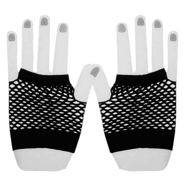 Mesh Short Gloves Hengittävät Joustavat Klassiset Sormettomat Verkkokäsineet Hääjuhliin Cosplay Performance Musta