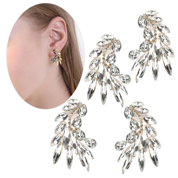 2 Par Graceful Ørepynt Øre-Studs Retro Øredropper for Kvinner/Jenter Legering Smykker Tilbehør Sølv
