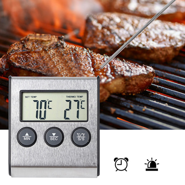 Kjøkkenmattermometer for matlaging, kjøtt og grill med timerfunksjon