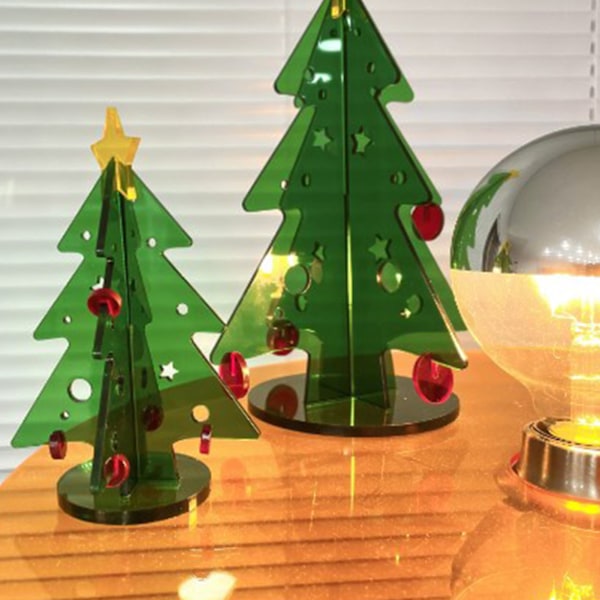 DIY Mini Akryl Julgran Kit - Enkel Skrivbordsdekoration för Presenter, Storlek: 145x195mm