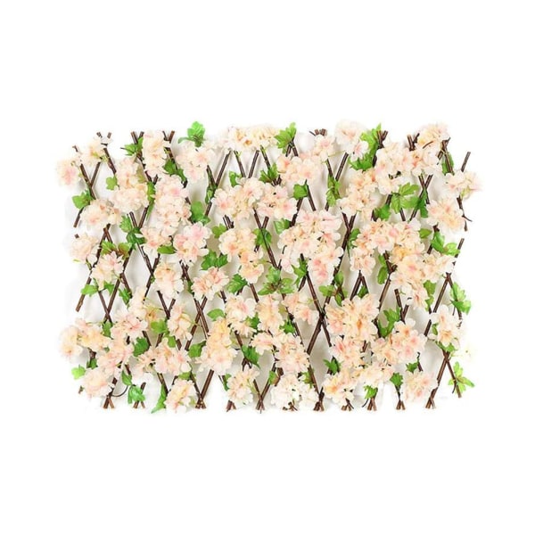 Trekkbar gjerde i tre, utvidbart gjerde, hekk med kunstige blomsterblader, hagedekorasjon, espalier skjerm