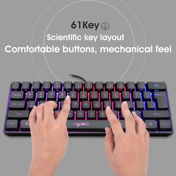 61-tasters spillmembrantastatur RGB-belysning minitastatur Ulike hurtigtastkombinasjoner (tastatur + mus)