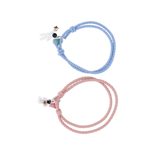 Par-astronaut magnetiske armbåndsett for par - Blå & Rosa matchende design