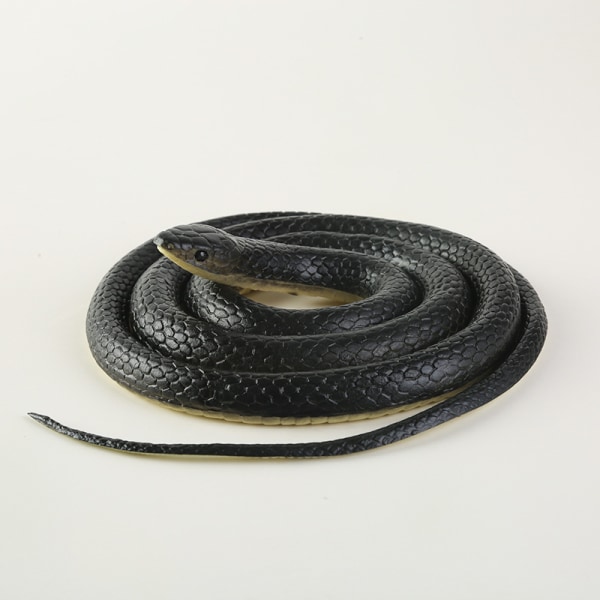 Väärennetty realistinen kumikäärme 120 cm musta käärme