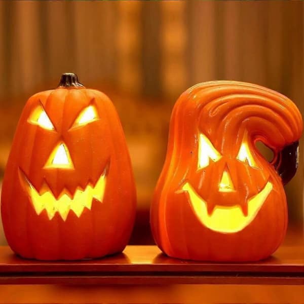 Græskarindretning LED-lysende græskar udendørs dekoration batteridrevet Halloween græskarlampe lysende græskar B B