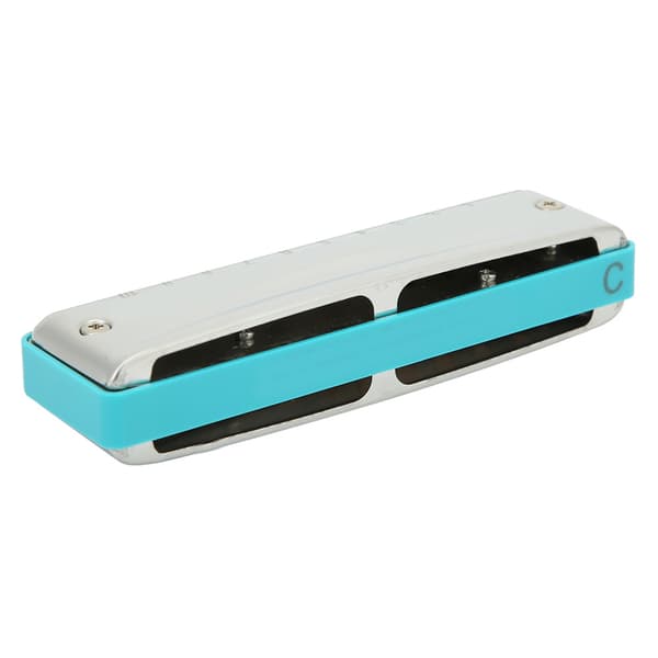 Blues Harmonica 10-Huls C-Nøgle Rustfrit Stål Cover Bærbar Sød Gave Blå