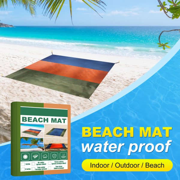 Solskyddsnät Strandmatta Sandtät och vattentät strandtäcke för flera ändamål - tre färger (grön orange blå)