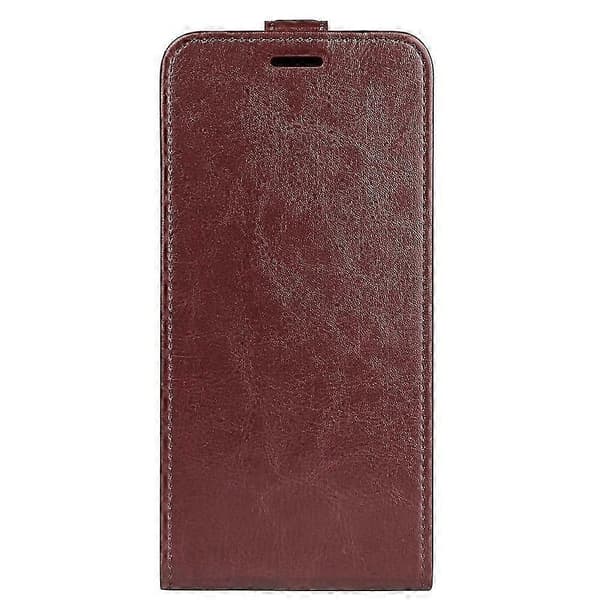 R64 Textur Vertikalt Flip Läder Telefonfodral Brown