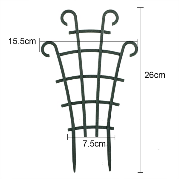 (2 stk mørkegrøn med krog i enden) Planteklatrebeslag og blomsterstativ kan stables og kombineres, ca. 64g, kraftig