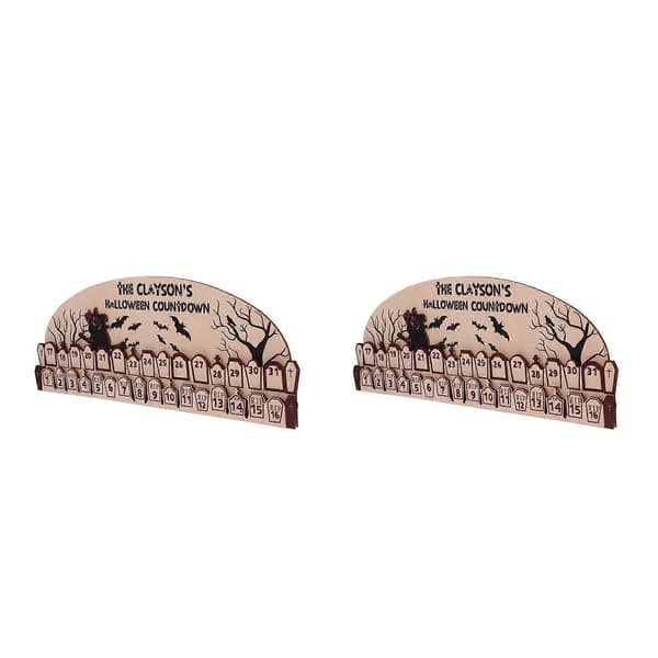 Træ julekalender Halloween heksepynt til nedtælling 2 stk. beige