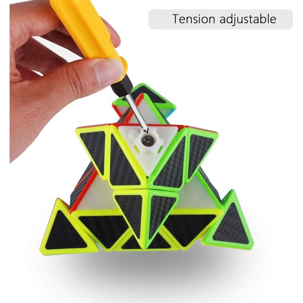 Triangle Pyramid Speed ​​​​Cube 3x3x3, Magic Cube Spesialkonkurranse Ultra Fast Cube-klistremerke Karbonfiber Perfekt gave til barn og voksne