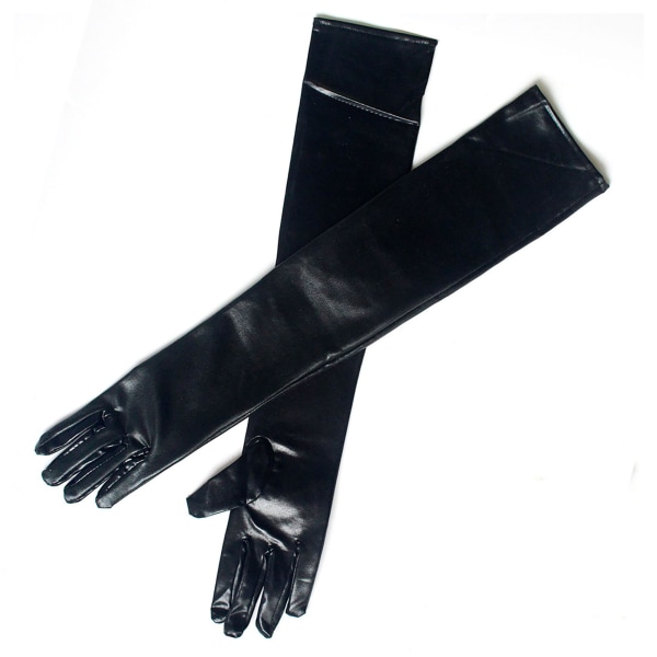 Cosplay-hansker i kunstskinn elastisk Forhindrer glidning Fasjonable lange hansker for ytelse Svart