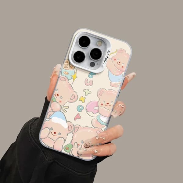 iPhone Mode Colorful Cute Phone Case Cute Bear Phone Case 15 Style 1