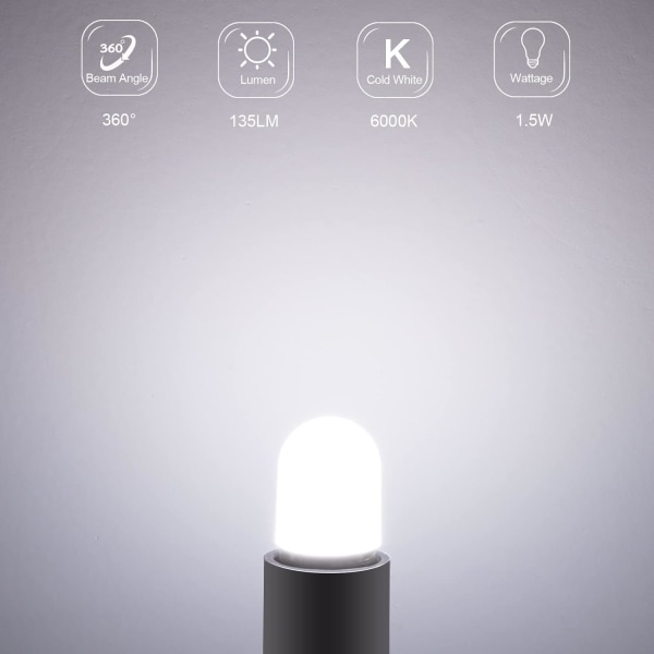 Set 2-E14 LED jääkaapin hehkulamppu, 1,5 W vastaa 15 W, kylmä valkoinen 6500 K, jääkaapin hehkulamppu, suolalamppu, ompelukone, ei himmennettävä