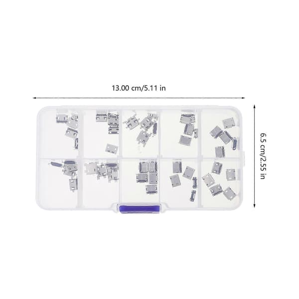 Micro USB-kontakt USB-uttak for lodding, reparasjon, 50-pakning