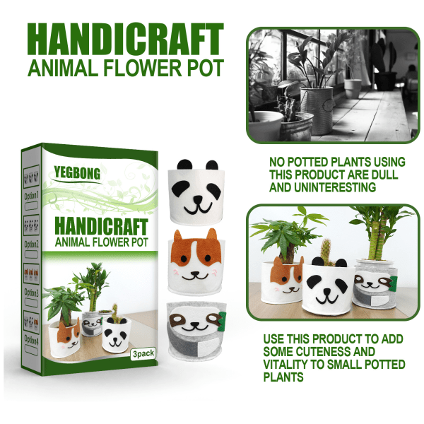 Håndlavet lille potteplante (stil 3-hund)