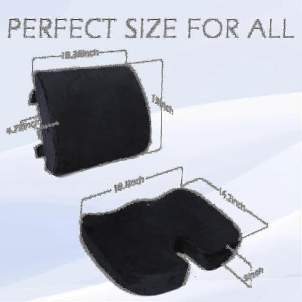 Orthopedic seat cushion with back and lumbar support compatible with office chairs