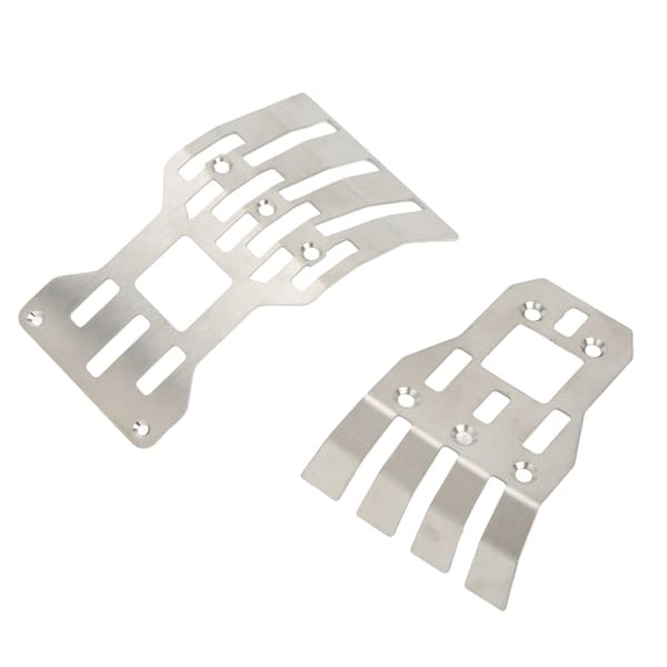 2 STK RC Front Bakre Chassis Slidere Rustfritt Stål Sølv Panserbeskyttelse Tilbehør for ARRMA