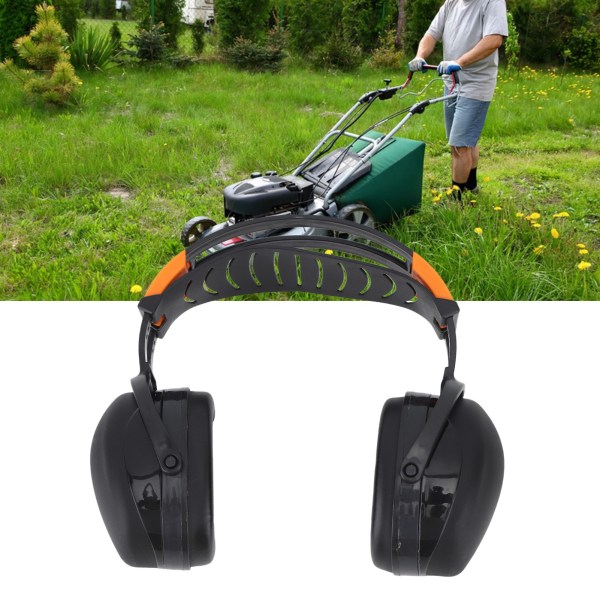 Ljudreducerande hörselkåpor Vikbara lätta hörselskydd Säkerhet över huvudet Hörselkåpor för trädgårdsfotografering Gräsklippning Svart