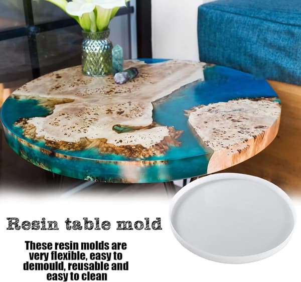 Large Round Silicone Mold for Epoxy Resin, DIY Craft Mold for Home Decor, White