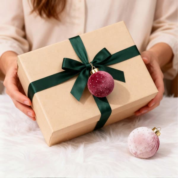 【02】Flocked Ornament Balls Rustik Bondegårdsindretning Julepynt Sæt Til Soveværelse Badeværelse Vinter C