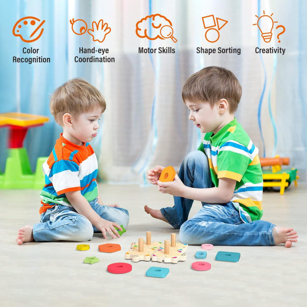 Staplingsleksaker för småbarn 1-3 år gamla, Montessoriform Sor