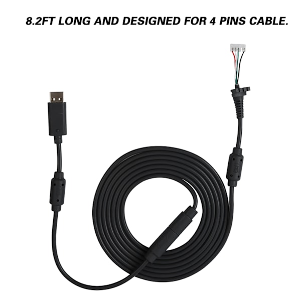 USB 4-pins Spillkontrollkabel Erstatningsledning Avtakbar Adapter For Xbox 360 (Svart)
