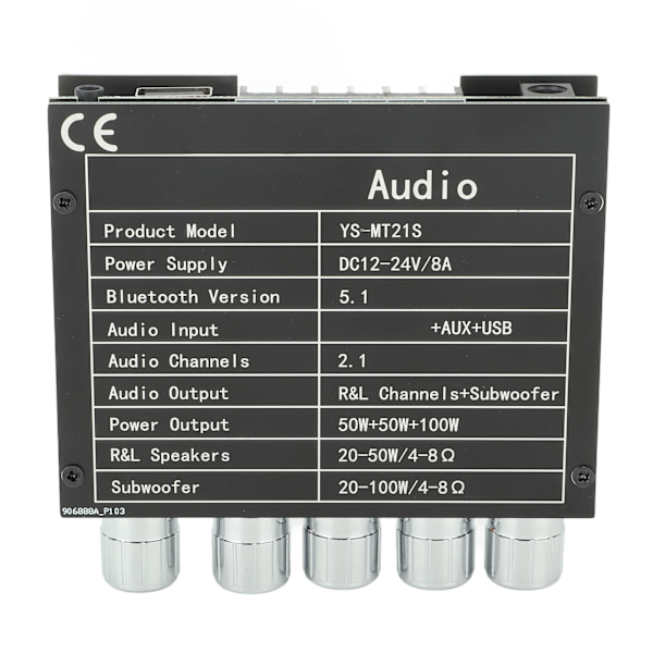 Digital lydforsterkermodul 2.1 kanaler DC 12‑24V Bluetooth forsterkerkort for butikk hjemmekinohøyttalere